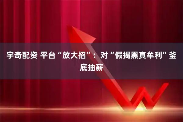 宇奇配资 平台“放大招”：对“假揭黑真牟利”釜底抽薪